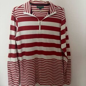 Tommy Hilfiger golf striped quarter zip long sleeve shirt in red and white
